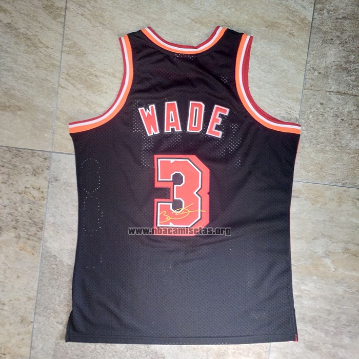 Camiseta Miami Heat Dwyane Wade NO 3 2006 Finals MVP Retro Negro
